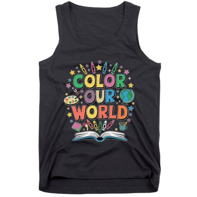 Color Our World Summer Reading Art And Creativity Enthusiast Tank Top
