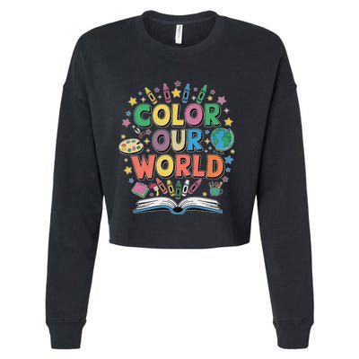 Color Our World Summer Reading Art And Creativity Enthusiast Cropped Pullover Crew