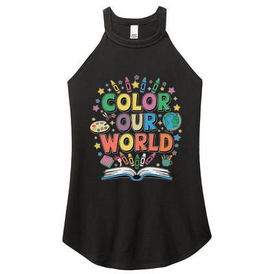 Color Our World Summer Reading Art And Creativity Enthusiast Women's Perfect Tri Rocker Tank