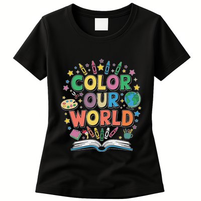 Color Our World Summer Reading Art And Creativity Enthusiast Womens T-Shirt