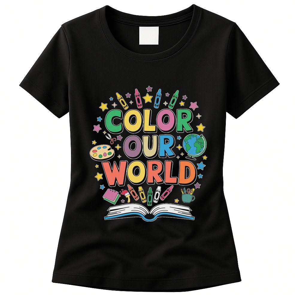 Color Our World Summer Reading Art And Creativity Enthusiast Womens T-Shirt