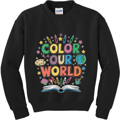Color Our World Summer Reading Art And Creativity Enthusiast Kids Sweatshirt