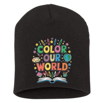 Color Our World Summer Reading Art And Creativity Enthusiast Short Acrylic Beanie