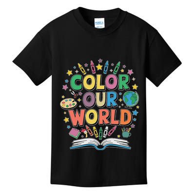 Color Our World Summer Reading Art And Creativity Enthusiast Kids T-Shirt