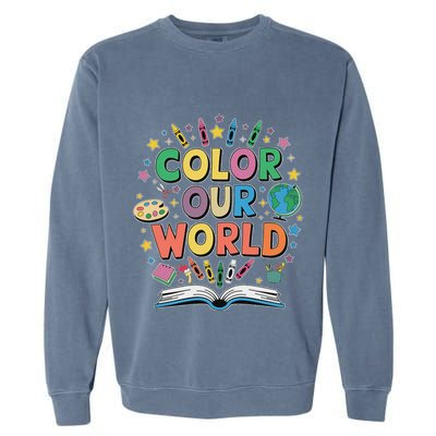 Color Our World Summer Reading Art And Creativity Enthusiast Garment-Dyed Sweatshirt