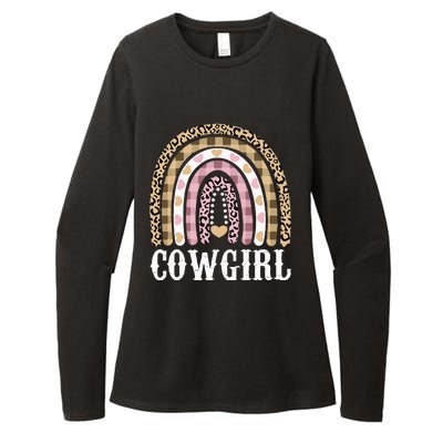 Cowgirl Outfit Women Cowboy Rainbow Leopard Western Cow Girl Womens CVC Long Sleeve Shirt