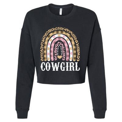 Cowgirl Outfit Women Cowboy Rainbow Leopard Western Cow Girl Cropped Pullover Crew