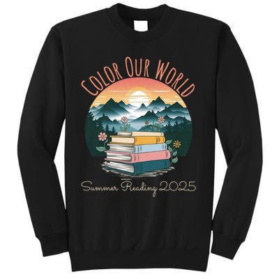 Color Our World Summer Reading 2025 Cute Book Wildflowers Sweatshirt