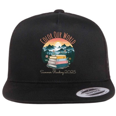 Color Our World Summer Reading 2025 Cute Book Wildflowers Flatbill Hat