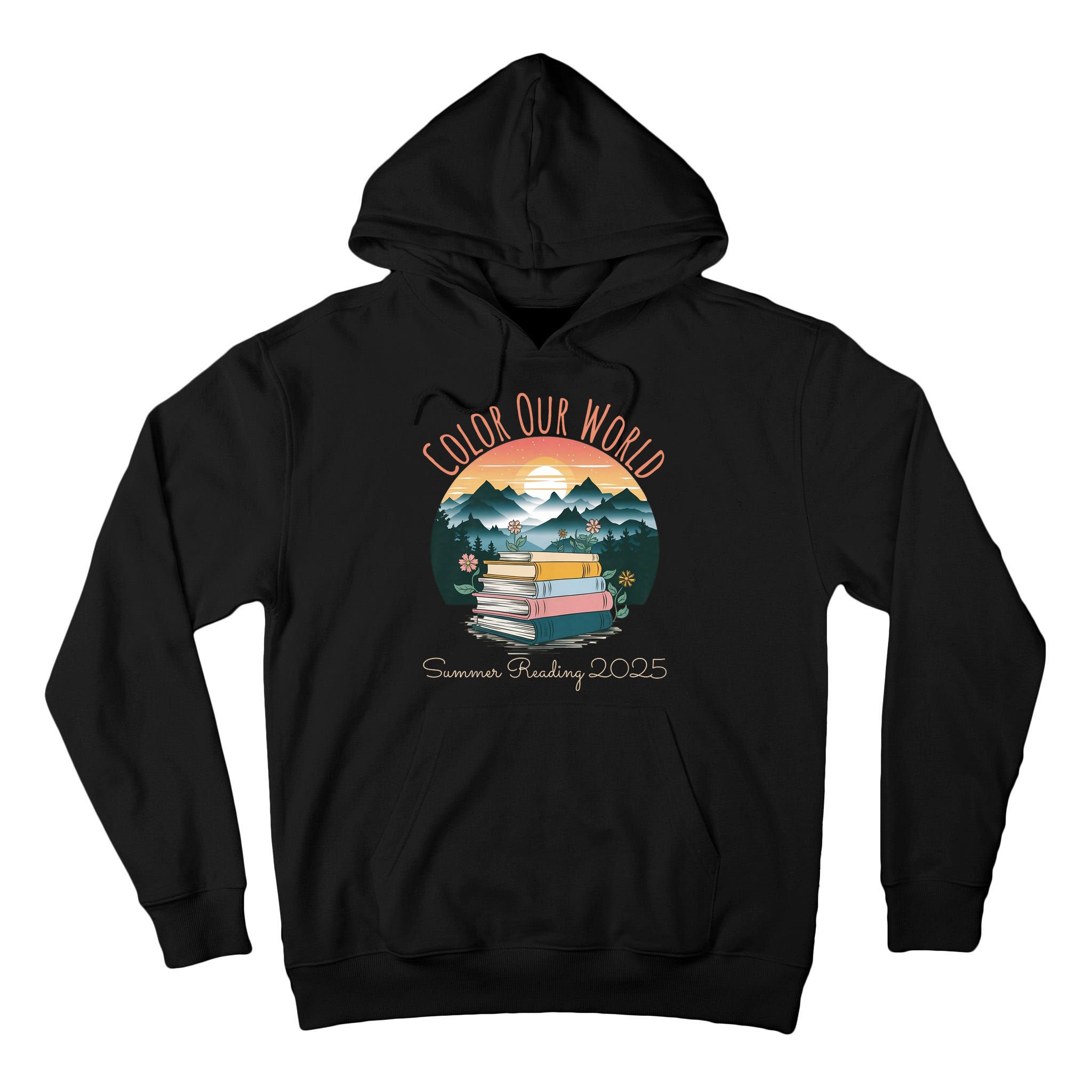 Color Our World Summer Reading 2025 Cute Book Wildflowers Tall Hoodie