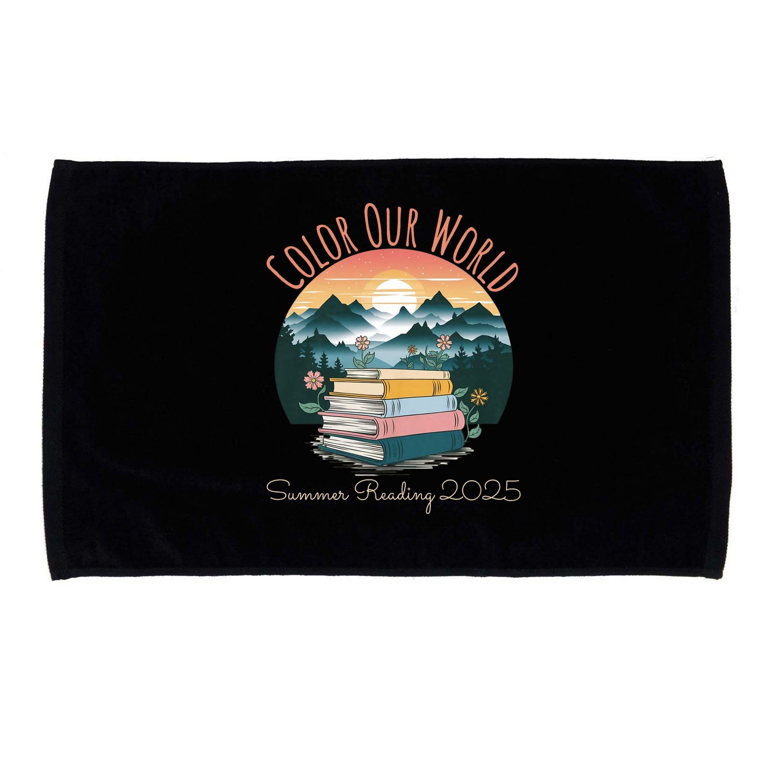 Color Our World Summer Reading 2025 Cute Book Wildflowers Microfiber Hand Towel