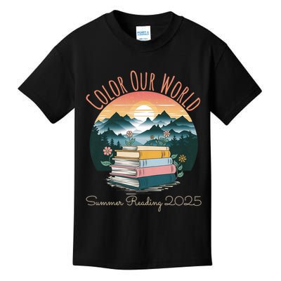 Color Our World Summer Reading 2025 Cute Book Wildflowers Kids T-Shirt