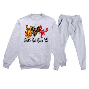 Crawfish Outfit Women Girl Craw Fish Season Leopard Love Premium Crewneck Sweatsuit Set