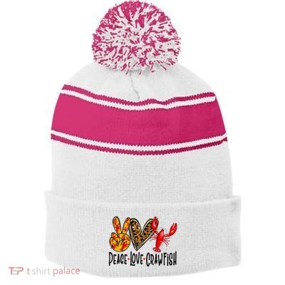Crawfish Outfit Women Girl Craw Fish Season Leopard Love Stripe Pom Pom Beanie