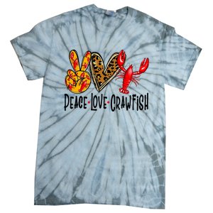 Crawfish Outfit Women Girl Craw Fish Season Leopard Love Tie-Dye T-Shirt