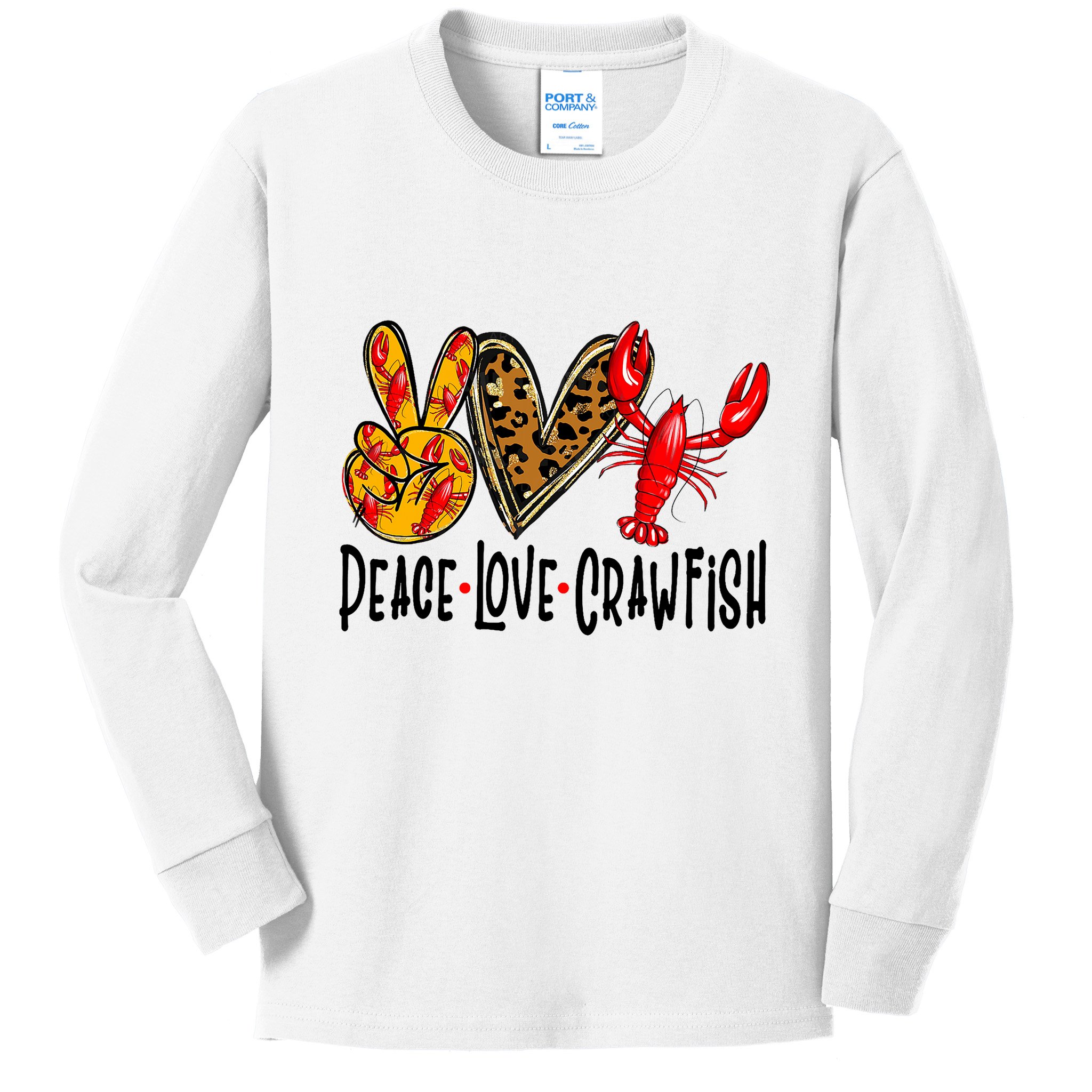 Crawfish Outfit Women Girl Craw Fish Season Leopard Love Kids Long Sleeve Shirt