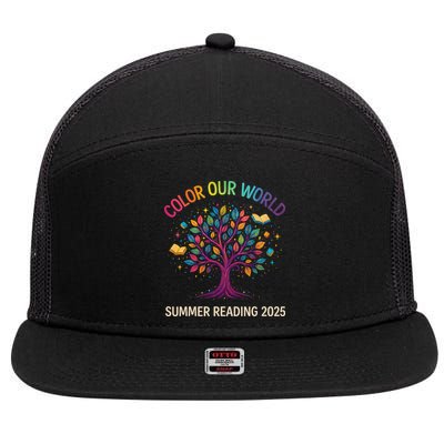 Color Our World Summer Reading Program 2025 Books Tree Gift 7 Panel Mesh Trucker Snapback Hat