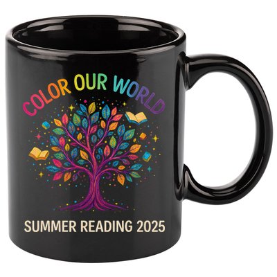 Color Our World Summer Reading Program 2025 Books Tree Gift 11oz C Handle Ceramic Mug