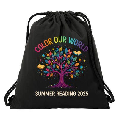 Color Our World Summer Reading Program 2025 Books Tree Gift Drawstring Bag