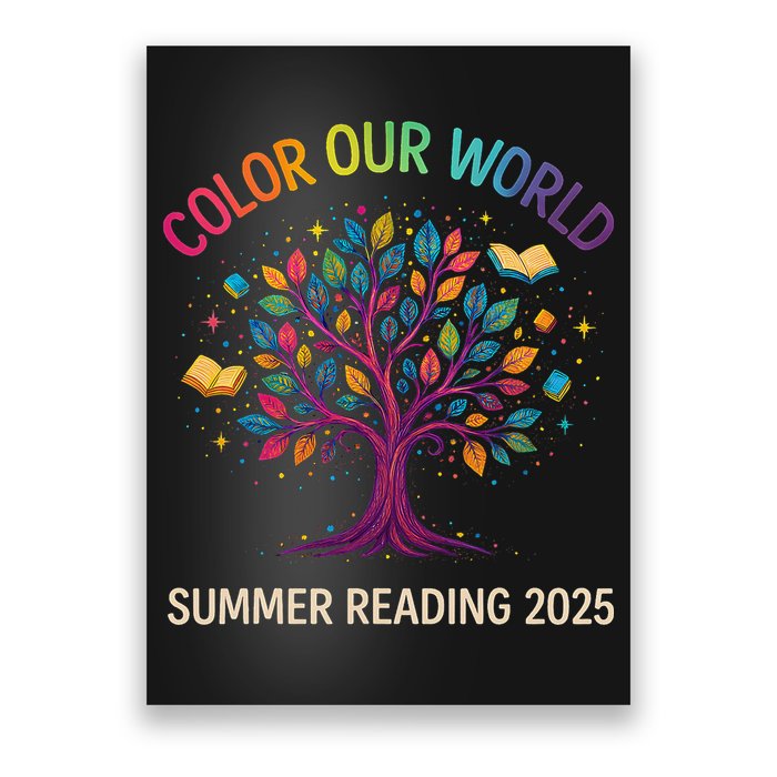 Color Our World Summer Reading Program 2025 Books Tree Gift Poster