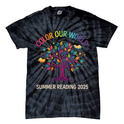 Color Our World Summer Reading Program 2025 Books Tree Gift Tie-Dye T-Shirt