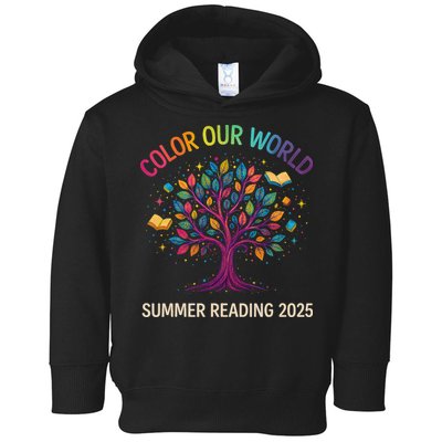 Color Our World Summer Reading Program 2025 Books Tree Gift Toddler Hoodie