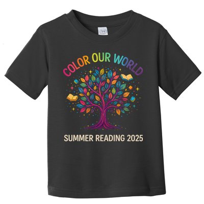 Color Our World Summer Reading Program 2025 Books Tree Gift Toddler T-Shirt