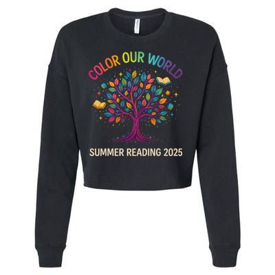 Color Our World Summer Reading Program 2025 Books Tree Gift Cropped Pullover Crew