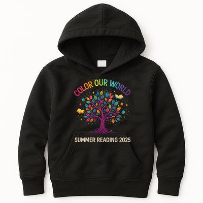 Color Our World Summer Reading Program 2025 Books Tree Gift Kids Hoodie