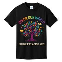 Color Our World Summer Reading Program 2025 Books Tree Gift Kids T-Shirt