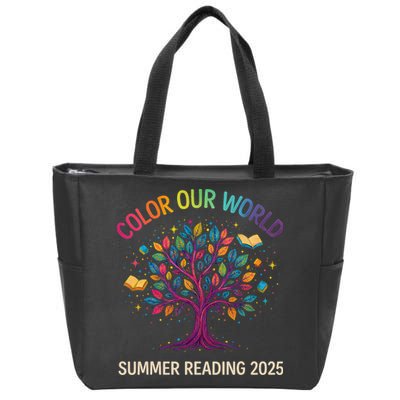 Color Our World Summer Reading Program 2025 Books Tree Gift Zip Tote Bag