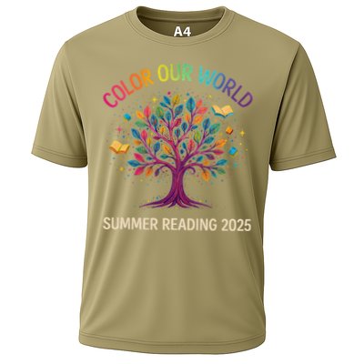 Color Our World Summer Reading Program 2025 Books Tree Gift Cooling Performance Crew T-Shirt