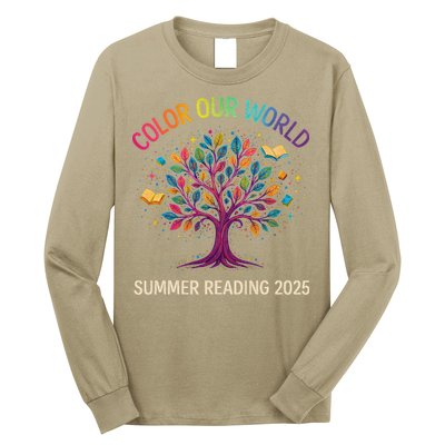 Color Our World Summer Reading Program 2025 Books Tree Gift Long Sleeve Shirt