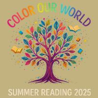 Color Our World Summer Reading Program 2025 Books Tree Gift Button