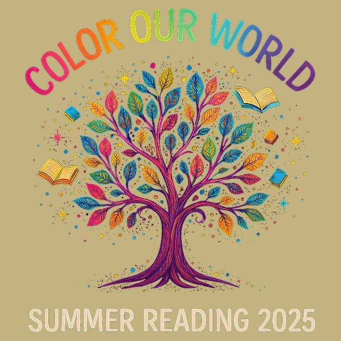 Color Our World Summer Reading Program 2025 Books Tree Gift Button
