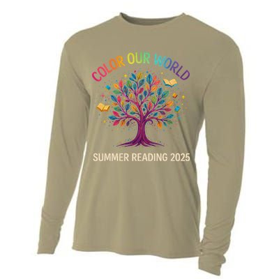 Color Our World Summer Reading Program 2025 Books Tree Gift Cooling Performance Long Sleeve Crew