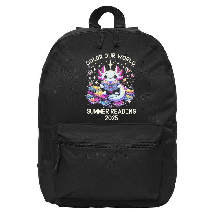 Color Our World Summer Reading Program 2025 Cute Axolotl 16 in Basic Backpack