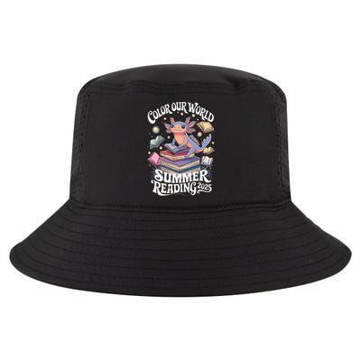 Color Our World Summer Reading 2025 Cute Librarian Axolotl Cool Comfort Performance Bucket Hat