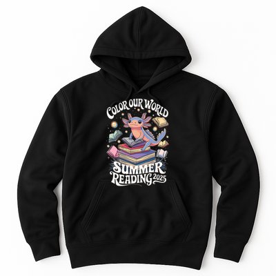 Color Our World Summer Reading 2025 Cute Librarian Axolotl Hoodie