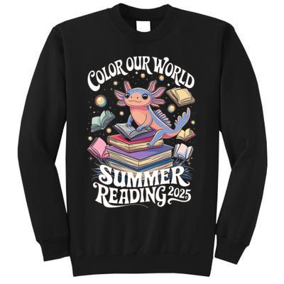 Color Our World Summer Reading 2025 Cute Librarian Axolotl Sweatshirt
