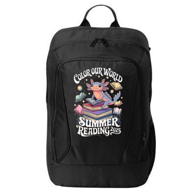 Color Our World Summer Reading 2025 Cute Librarian Axolotl City Backpack