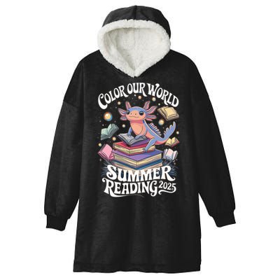 Color Our World Summer Reading 2025 Cute Librarian Axolotl Hooded Wearable Blanket