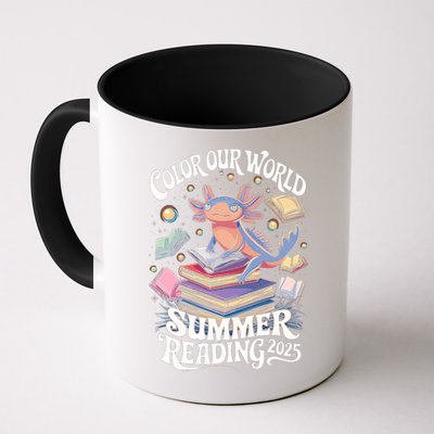 Color Our World Summer Reading 2025 Cute Librarian Axolotl Mug