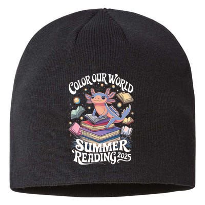 Color Our World Summer Reading 2025 Cute Librarian Axolotl Sustainable Beanie