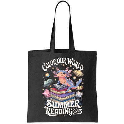 Color Our World Summer Reading 2025 Cute Librarian Axolotl Bag