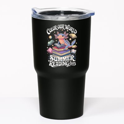 Color Our World Summer Reading 2025 Cute Librarian Axolotl Tumbler