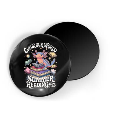 Color Our World Summer Reading 2025 Cute Librarian Axolotl Magnet