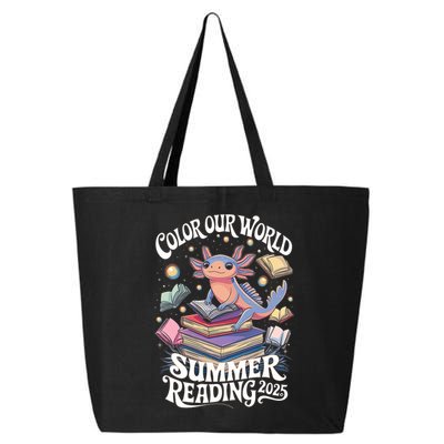 Color Our World Summer Reading 2025 Cute Librarian Axolotl 25L Jumbo Tote