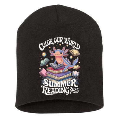 Color Our World Summer Reading 2025 Cute Librarian Axolotl Short Acrylic Beanie