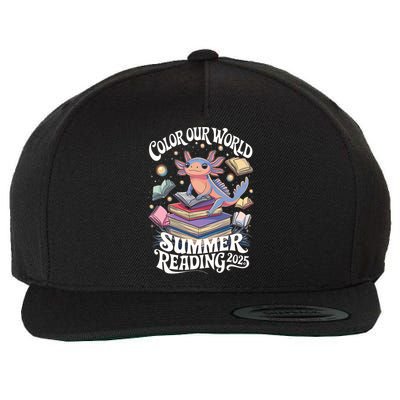 Color Our World Summer Reading 2025 Cute Librarian Axolotl Wool Snapback Cap